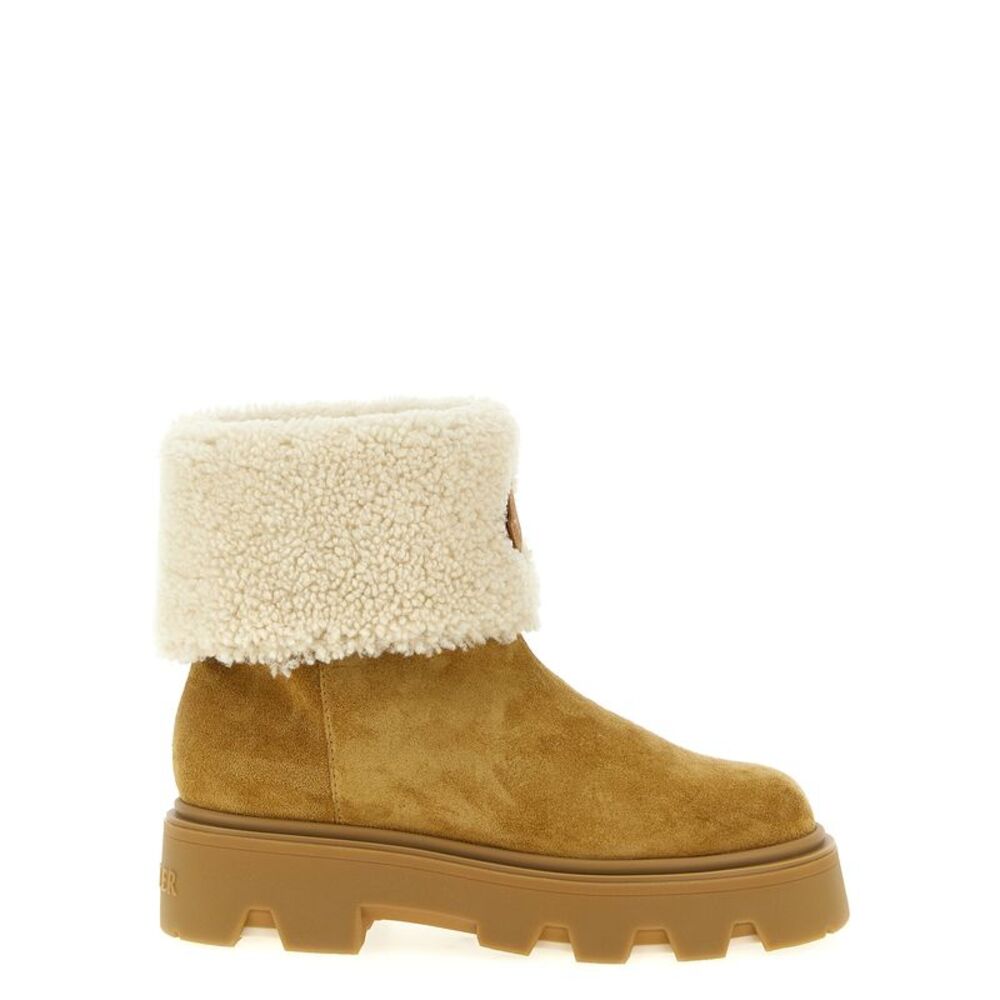 Moncler Beige Calfskin Ankle Women's Boots